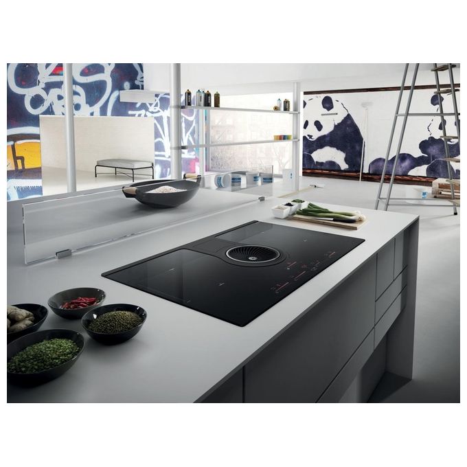 Elica NIKOLATESLA  BL-F-830x515 Mix Piano cottura aspirante a Induzione con cappa filtrante integrata 4 zone 83 cm Comandi Touch control 536 m3-h Vetro Nero PRF0120978A
