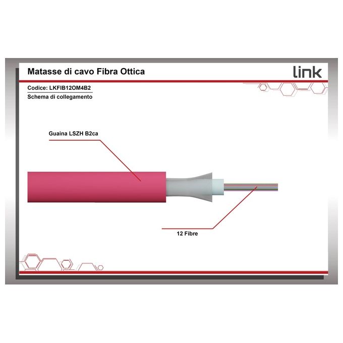 Link Cavo Fibra Ottica 12 Fibre Loose Om4 Antiroditore Lszh Classe B2ca al Metro