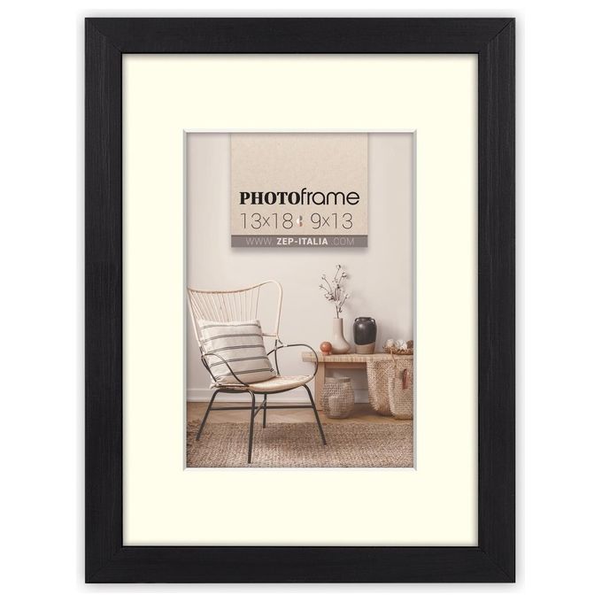 ZEP Malmo Black Cornice Portafoto 10x15cm-15x20cm in Legno con Passepartout