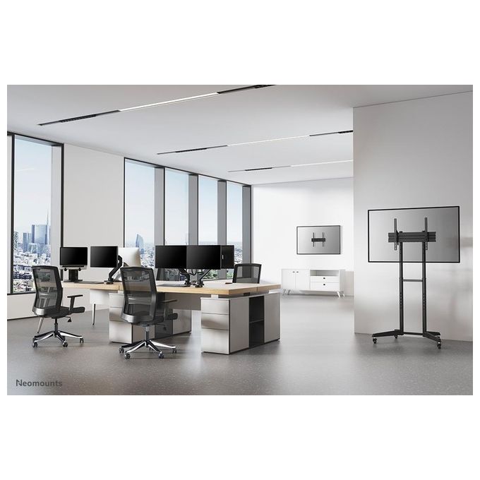 Neomounts FL50-540BL1 Carrello TV Supporto a Pavimento Portatile per Schermi 37-70 Pollici con Regolazione Altezza Manuale e Inclinazione colore Nero