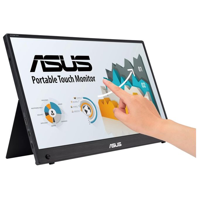ASUS ZenScreen Touch MB16AMTR Monitor Portatile da 16'' pollici (156) IPS FHD (1920x1080) Batteria Integrata Mini-HDMI Tecnologia Anti-sfarfallio e Filtro Luci Blu Nero