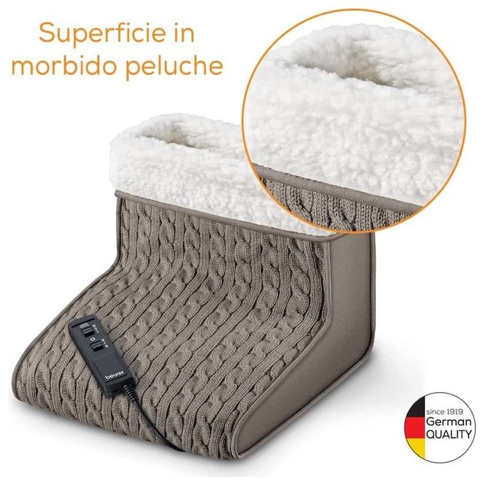 Beurer FWM40 – Massaggiatore elettrico per piedi, tecnologia massaggio Shiatsu + calore, 2 livelli di intensita', Alimentazione a rete, Funzioni: riscaldamento integrato e soffice fodera lavabile, Colore Beige