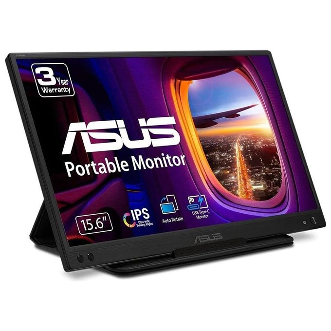 ASUS ZenScreen Monitor Portatile 15.6” 1080P FHD (MB166C), Monitor da viaggio IPS USB-C, Anti-sfarfallio, Filtro Luce Blu, Smart Cover, Monitor Esterno per Laptop e Macbook
