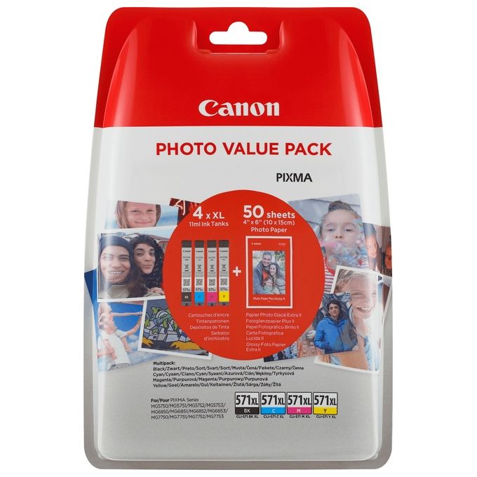 Canon Cli-571xl Pack+50 Fogli pp 201 bl