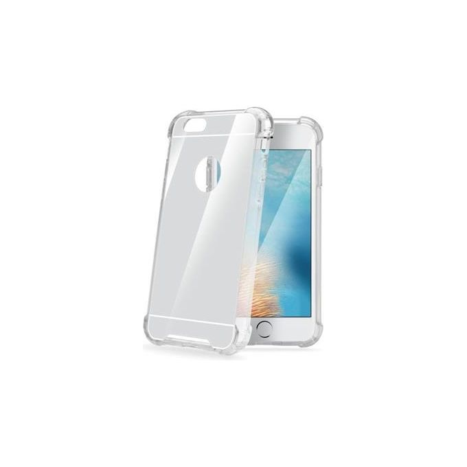 Celly ARMORMIR801SV Armor Mirror Custodia Rigida con Retro a Specchio e Cornice Trasparente in Gomma per iPhone 7 Plus Grigio