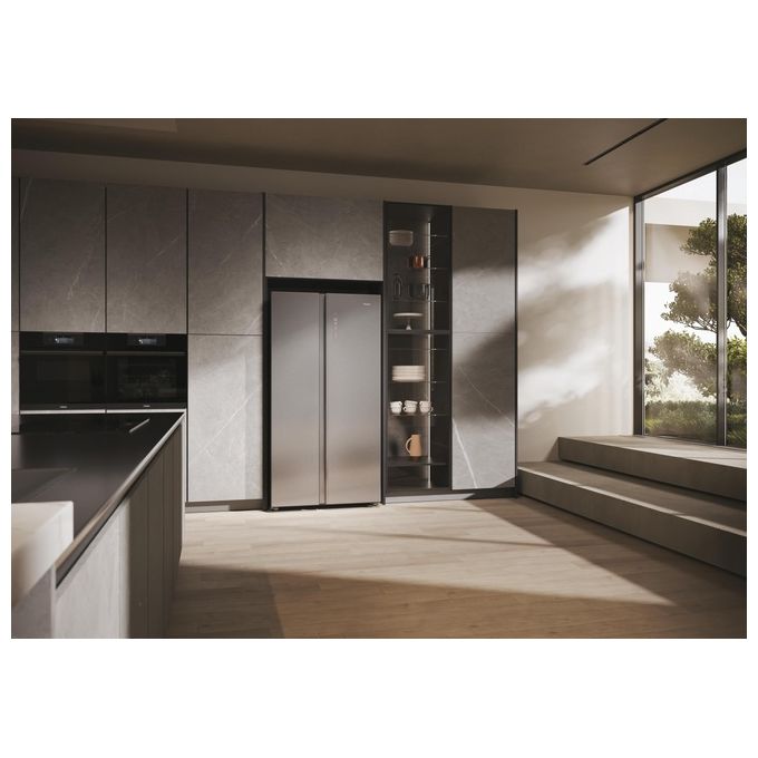 Haier HSW79F18ANMM Frigorifero Americano Side by Side Capacita' 611 Litri Classe energetica A Raffreddamento No Frost colore Inox