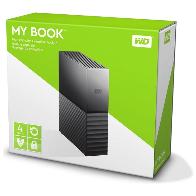 WD My Book 4TB Hard Disk per Desktop USB 3.0 Protezione Password e Back-Up Automatico Nero
