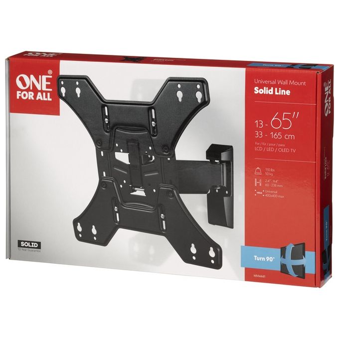 One for All Supporto da Parete per Tv 60'' Solid Turn 90 Nero