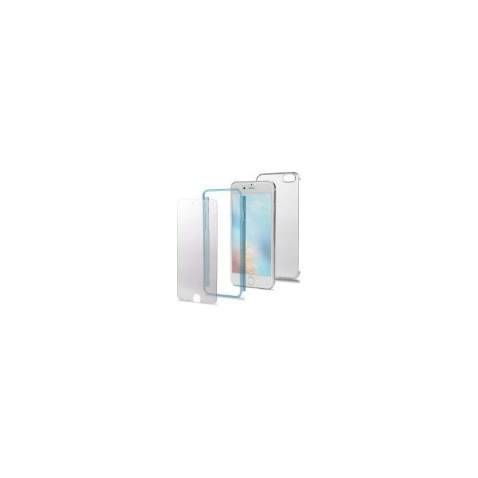 Celly BODY801LB Total Body Protection Custodia in Policarbonato e Pellicola per Display in Vetro 9H per iPhone 7 Plus Azzurro