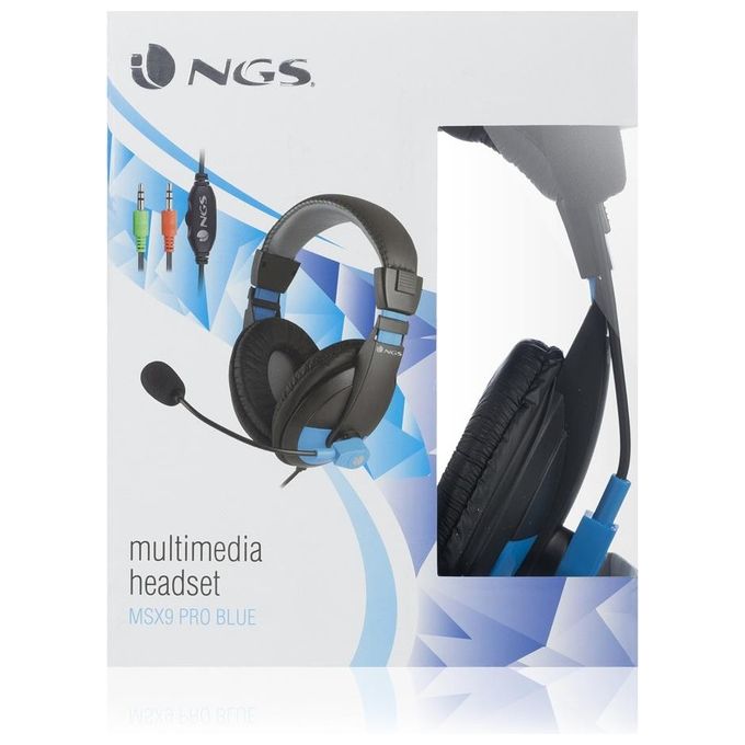 NGS MSX9 Pro Auricolare Cablato a Padiglione Musica e Chiamate Nero-Blu