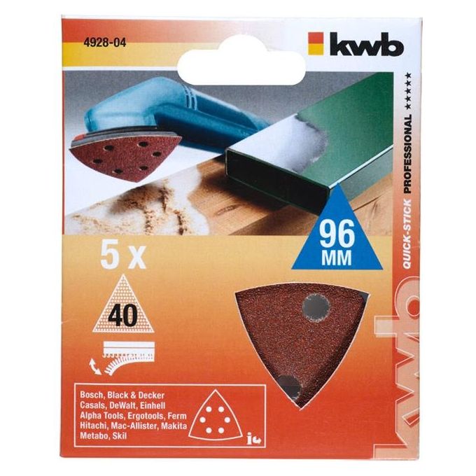 Kwb Abrasiva In Tre Sinistradell Per Legno E Metallo Autoadesivo 96Mm 5 Pezzi