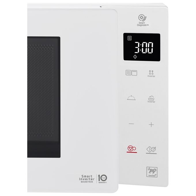 LG MH6535GDH NeoChef – Forno a Microonde con Grill 25 L, 1000 W, Tecnologia Smart Inverter con Funzione Crisp e Cottura a Vapore, Display LED, Colore Bianco