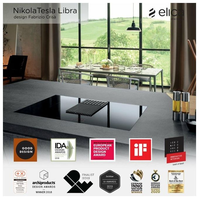 Elica NIKOLATESLA LIBRA BL-F-83 Piano cottura a Induzione con cappa integrata 4 zone 83 cm Vetro Nero + Ghisa PRF0147745
