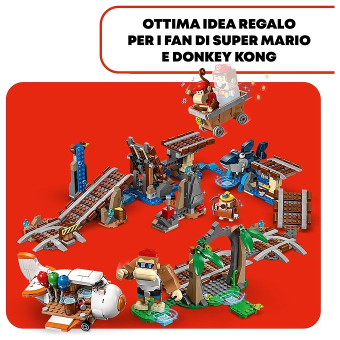 LEGO 71425 Super Mario Pack di Espansione Corsa nella Miniera di Diddy Kong Set da Costruzione con 1157 Pezzi Personaggi Inclusi Funky Kong Diddy Kong e Sfide Interattive colore Multicolore