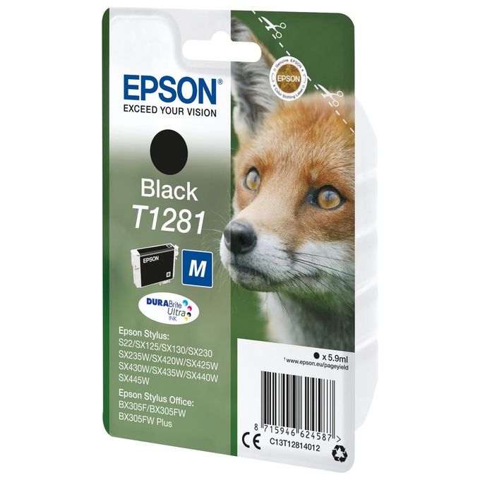 Epson T1281 Taglia M nero originale blister cartuccia dinchiostro per Stylus S22, SX230, SX235, SX420, SX430, SX435, SX438, SX440, SX445, Stylus Office BX305