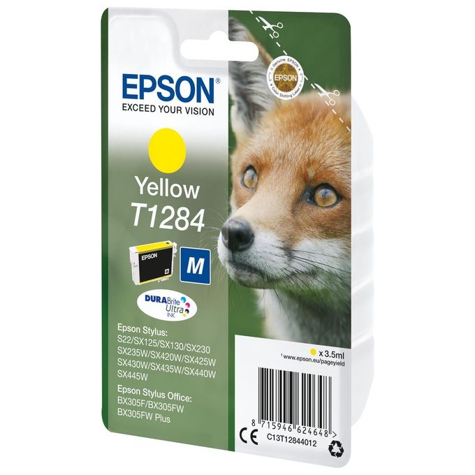 Epson T1284 3.5 ml taglia M giallo originale blister cartuccia dinchiostro per Stylus S22, SX230, SX235, SX420, SX430, SX435, SX438, SX440, SX445, Stylus Office BX305
