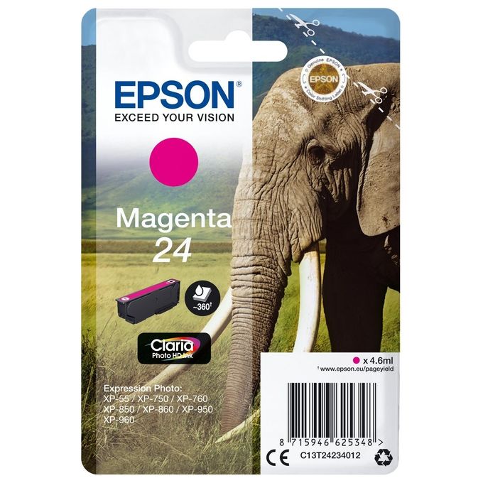 Epson 24 4.6 ml magenta originale cartuccia dinchiostro per Expression Photo XP-55, 750, 760, 850, 860, 950, 960, Expression Premium XP-750, 850