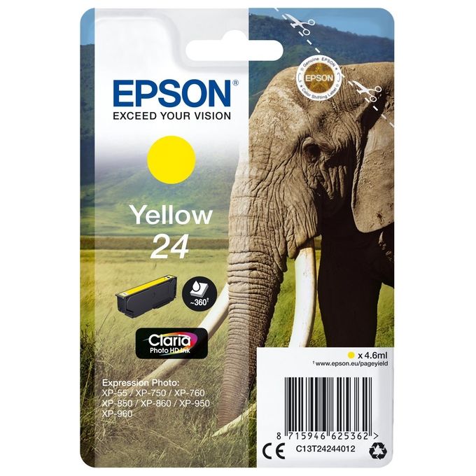 Epson 24 4.6 ml giallo originale cartuccia dinchiostro per Expression Photo XP-55, 750, 760, 850, 860, 950, 960, Expression Premium XP-750, 850