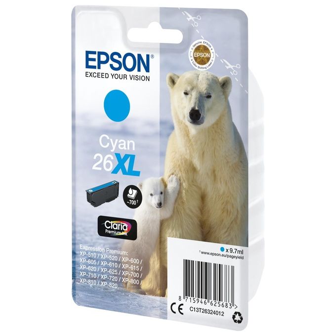 Epson C13T26324022 Cartuccia Inchiostro Ciano XL Orso Polare