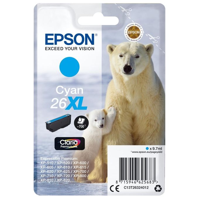 Epson C13T26324022 Cartuccia Inchiostro Ciano XL Orso Polare