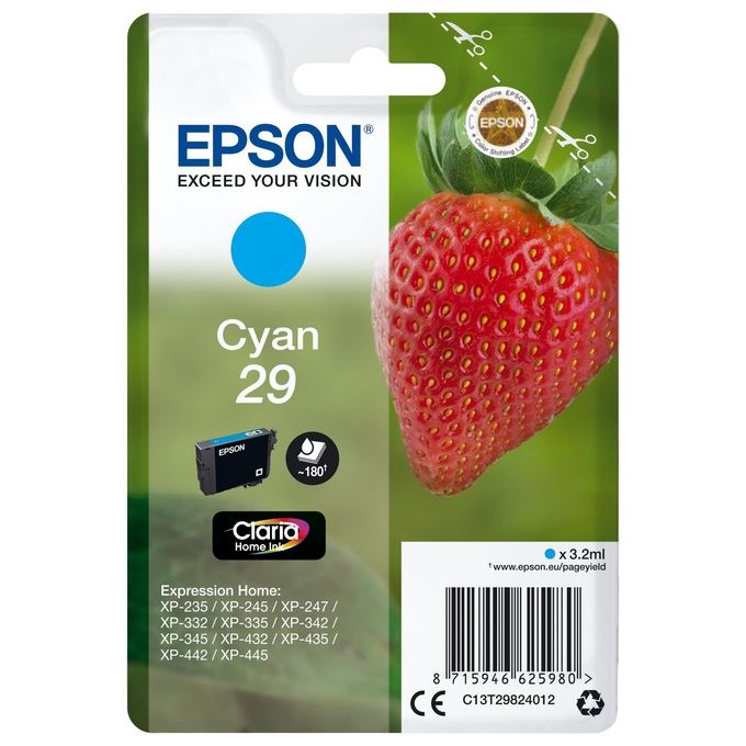 Epson 29 3.2 ml cyan originale blister cartuccia dinchiostro per Expression Home XP-235, XP-245, XP-247, XP-332, XP-335, XP-342, XP-345, XP-432, XP-435, XP-442, XP-445