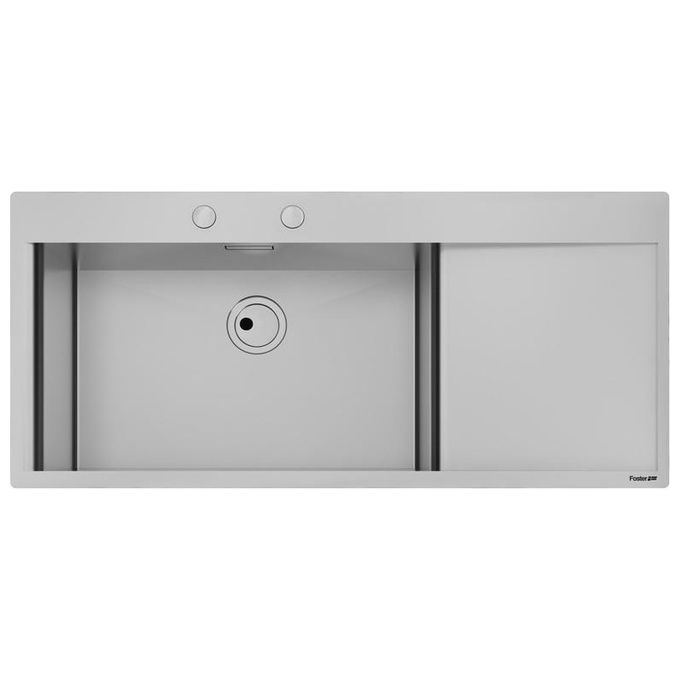 Foster 1416 002 New Wave Lavello Acciaio Inox spazzolato da incasso Filotop Gocciolatoio a Destra 1 Vasca 116x52cm