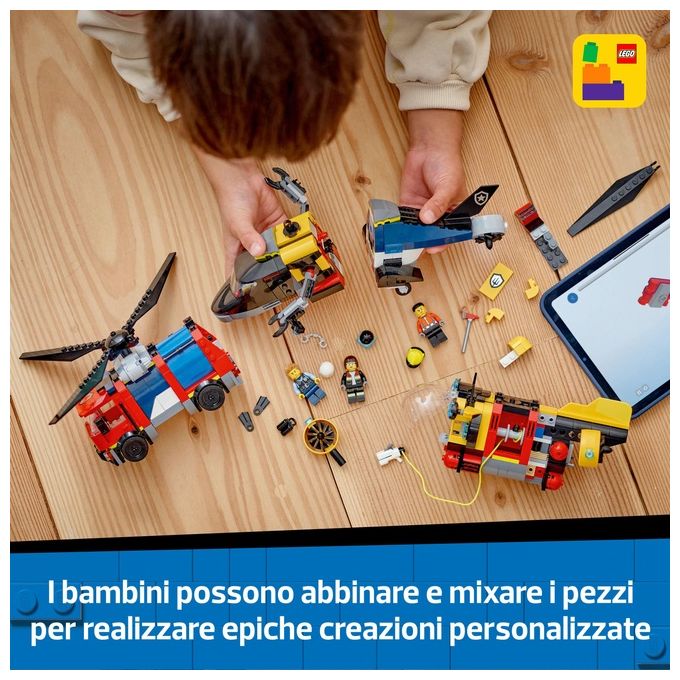 LEGO Set Costruzioni City 60462 Elicottero Autopompa Sottomarino MixeMatch per Creativita' senza Confini