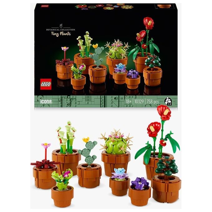 LEGO Icons 10329 Piantine, Collezione Botanica con Fiori Artificiali, Decorazione Casa, Idea Regalo di Compleanno Donna o Uomo
