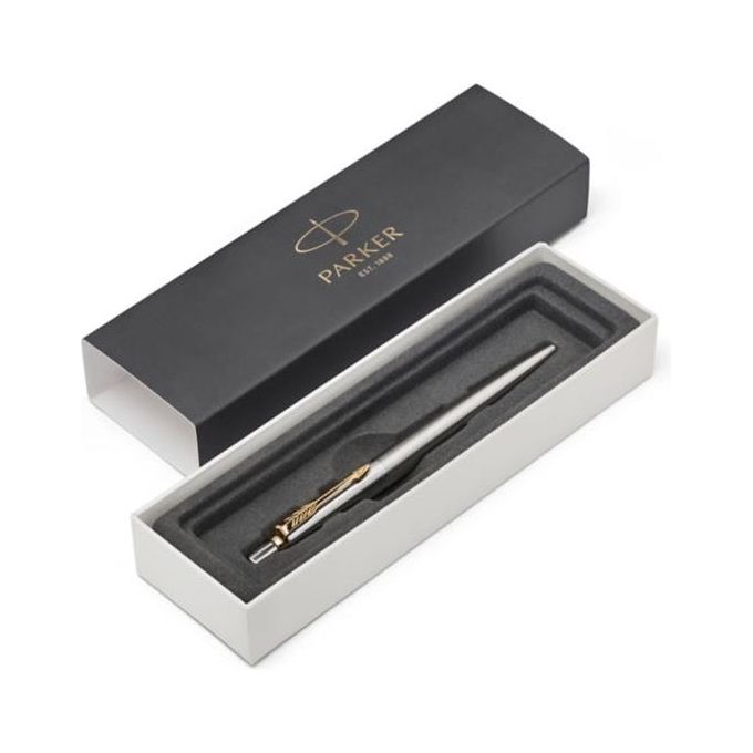 Parker Penna a sfera Jotter Stainless Steel con dettagli in oro