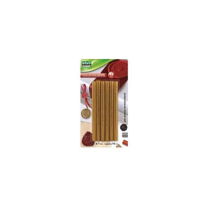 Lebez 80425 Confezione 12 Stick Colla-Caldo Oro-Argento