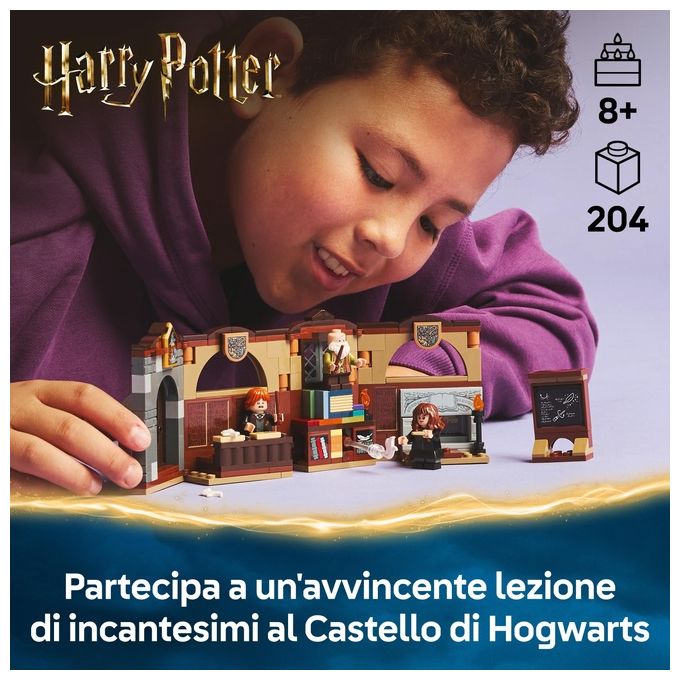 LEGO Harry Potter Castello di Hogwarts: Lezione di Incantesimi con 3 Minifigure da Collezione tra cui Hermione Granger e Ron Weasley con Funzione di levitazione Giochi per Bambini e Bambini da 8 Anni