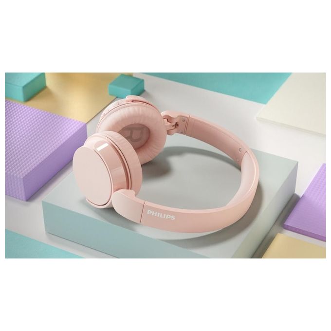 Philips TAH4209PK Cuffie On-Ear wireless bluetooth leggere con isolamento acustico passivo - 55 ore di riproduzione suono naturale chiamate chiare bassi dinamici 2 ore di carica USB-C- Rosa
