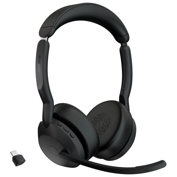 Jabra Evolve2 55 Auricolare Wireless a Padiglione Ufficio Bluetooth Base di Ricarica Nero