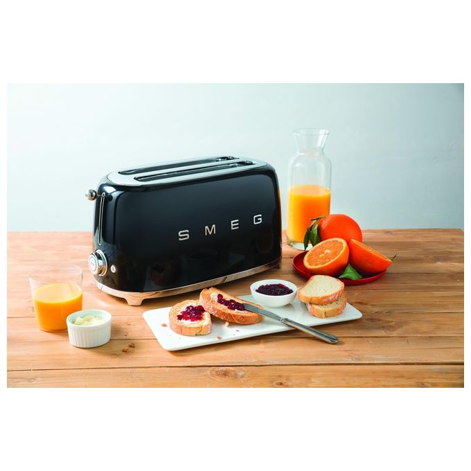 Smeg TSF02BLEU Estetica 50's Style Tostapane 4 Fette 6 Livelli di Doratura Nero