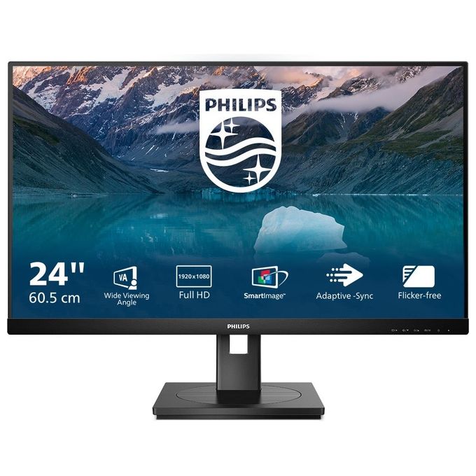 Philips 242S9JML Monitor Full HD 24 pollici 1920x1080 75Hz VGA DVI HDMI DisplayPort hub USB Nero