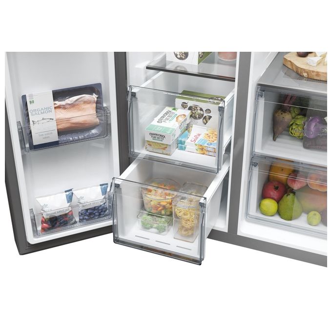 Haier HSW79F18ANMM Frigorifero Americano Side by Side Capacita' 611 Litri Classe energetica A Raffreddamento No Frost colore Inox