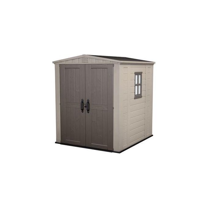Keter K209872 Factor Casetta da Giardino in Resina 178x195x208 cm Pavimento e Mensole Incluse colore Beige