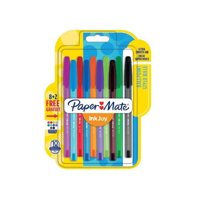 Papermate InkJoy 100 Cap Penna a Sfera con Cappuccio e Punta Media da 1,0mm 10 Pezzi Colori Divertenti Assortiti