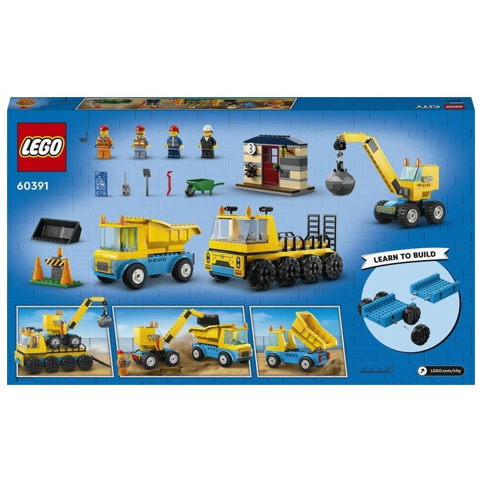 LEGO City 60391 Camion da Cantiere e Gru con Palla da Demolizione, Set con Veicoli Giocattolo, Giochi Educativi per Bambini 4+