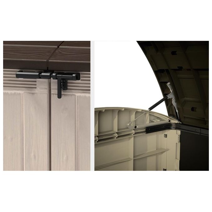 Keter 17199414 Store-It-Out Ultra Box Portattrezzi in Resina 2000L Pavimento Incluso Chiusura Lucchettabile colore Beige e Marrone