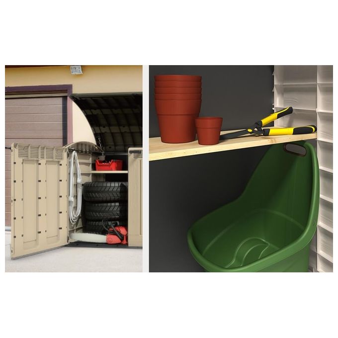 Keter 17199414 Store-It-Out Ultra Box Portattrezzi in Resina 2000L Pavimento Incluso Chiusura Lucchettabile colore Beige e Marrone