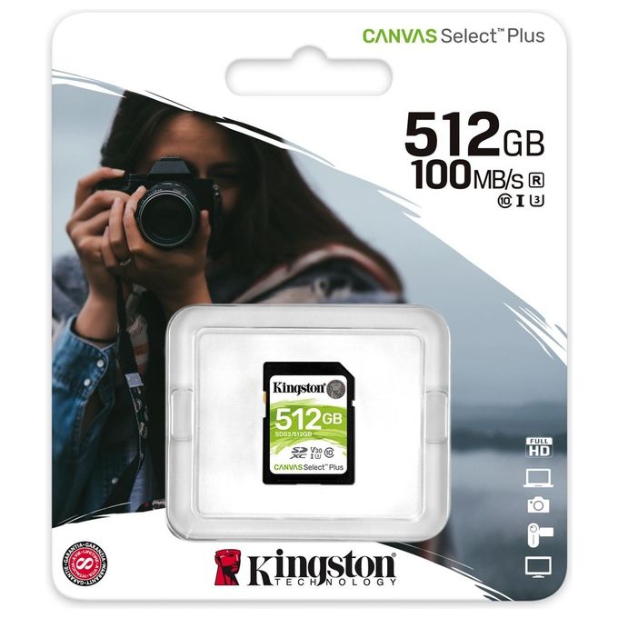Kingston Canvas Select Plus Scheda di Memoria SD - SDS2-512 GB, Class 10 UHS-I