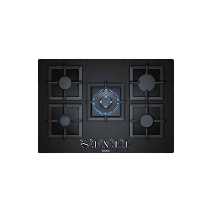Siemens EP7A6QB20 Linea iQ500 Piano Cottura a Gas 5 Zone 1 TurboWok Centrale stepFlame 9 Livelli di potenza Griglie in Ghisa 70cm Nero