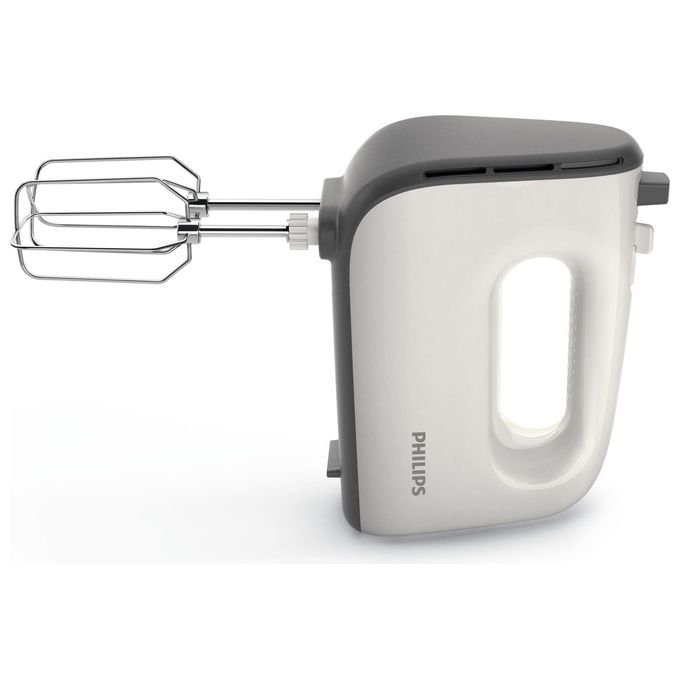 Philips HR3745-00 Viva Collection – Sbattitore elettrico 450 W, 5 velocita' + turbo, ciotola traslucida auto-rotante, ganci per impasto e fruste inclusi, colore Bianco