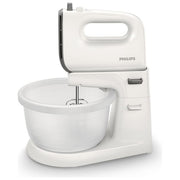Philips HR3745-00 Viva Collection – Sbattitore elettrico 450 W, 5 velocita' + turbo, ciotola traslucida auto-rotante, ganci per impasto e fruste inclusi, colore Bianco