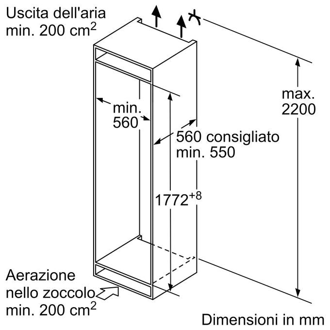 Bosch KIN86NSE0 Frigorifero combinato da incasso 260 litri No Frost Classe E