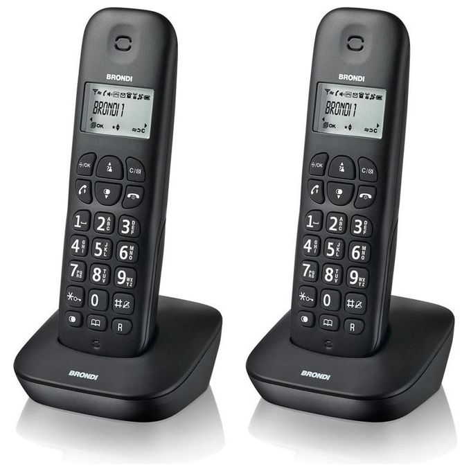 Brondi Gala Twin Coppia di Cordless Ampio Display 20 Memorie ID Chiamante Nero