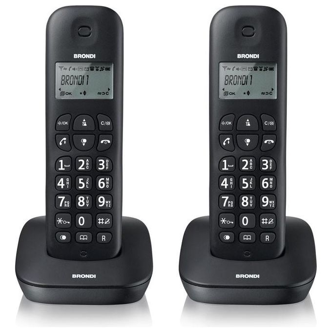 Brondi Gala Twin Coppia di Cordless Ampio Display 20 Memorie ID Chiamante Nero