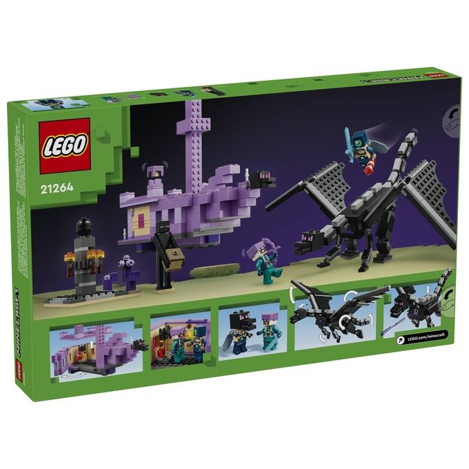 LEGO Minecraft L'Enderdrago e la Nave dell'End Giocattolo del Bioma con Drago Personaggi Mob e Accessori Giochi d'Avventura per Bambini e Bambine da 8 Anni Idea Regalo Fan del Videogioco 21264
