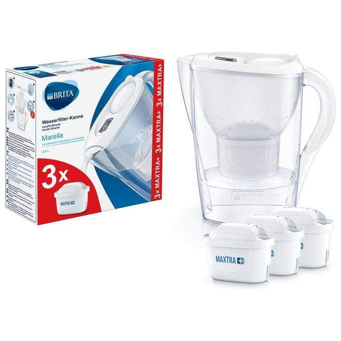 Brita Marella Caraffa Filtrante per Acqua Kit 3 Filtri Maxtra+ Inclusi